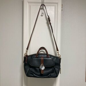 Dooney & Bourke Samba Black and Brown Leather Satchel Handbag